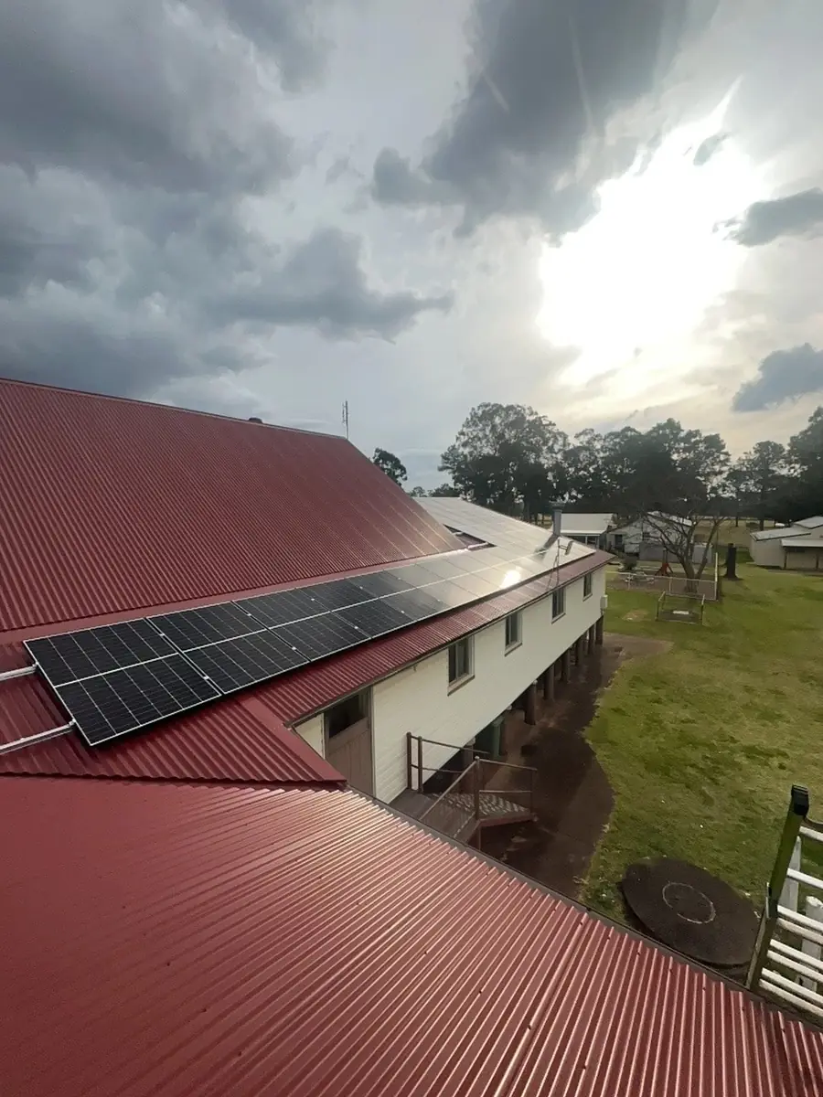 Solar panels on a red roof